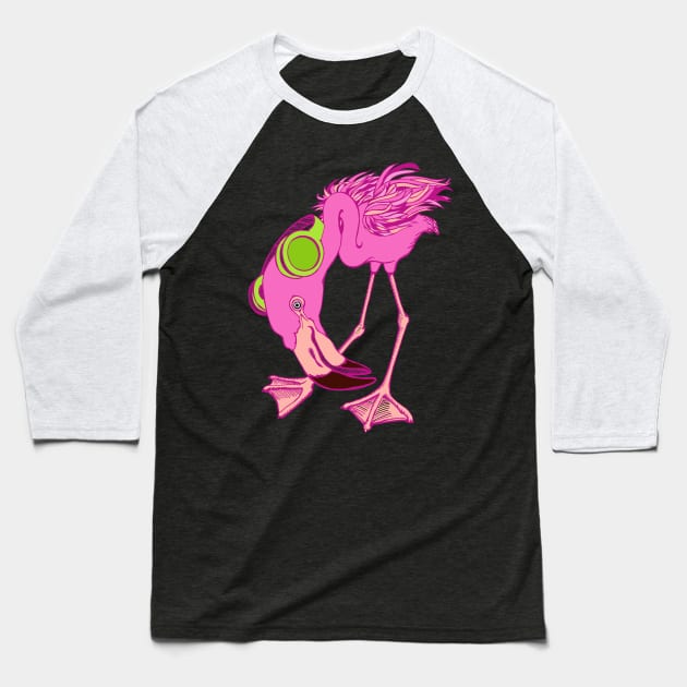 Flamingo, Shake Your Tail Feather Baseball T-Shirt by artfulfreddy